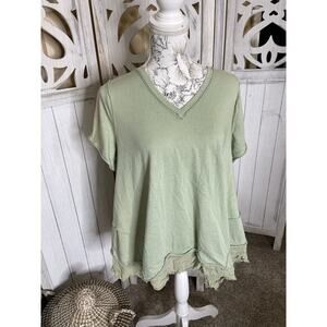 GiGio Oversized Boho Peasant Asymmetrical Hem Shades Green Size Small